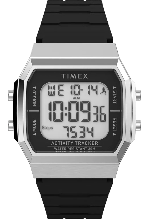 Timex : Activity Tracker argenté numérique 40 mm TW5M60700, vue de face