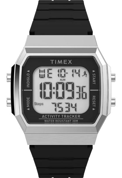 Timex : Activity Tracker argenté numérique 40 mm TW5M60700, vue de face