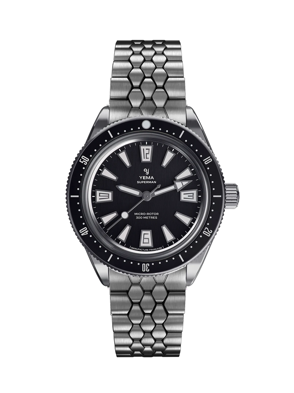 Yema Superman Skin Diver CMM.20 noire — vue de face